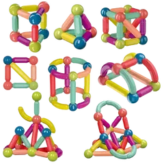 64 PCS Building Blocks Toy Magnetic Construction Set Magnet Ball Sticks Rod Games Montessori Educational Toys - Rokomari