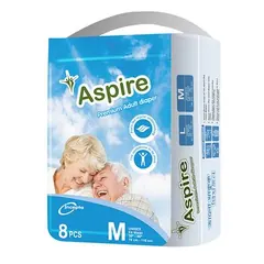 Aspire Premium Unisex Adult Belt System Diaper (M Size) (71-107 cm) (8pcs) - Rokomari