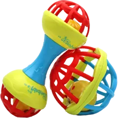 2 Pcs Set Soft Glue Dumbbell Baby Hand Teether With Jhunjhuni CN - Rokomari